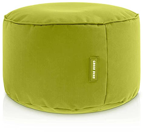 Green Bean Sitzsack-Hocker 25x45cm mit EPS-Perlen Füllung - Fußhocker Fußkissen Sitz-Pouf für Sitzsäcke - Bodenkissen für Kinder und Erwachsene - Fußablage Sitzkissen Sitzhocker Grün