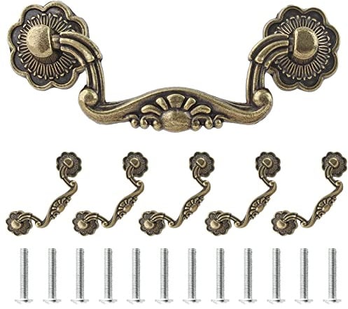 Uenhoy 6 Pcs 3 Inch Bail Handle Drop Pulls Vintage Drop Bail Drawer Pulls