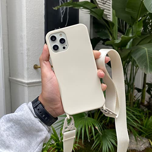 Bakicey Handykette kompatibel mit iPhone 14 Pro, Smartphone Necklace Hülle mit Band Handyhülle für zum Umhängen - Handykette Schutzhülle mit Kordel Case Cover für iPhone 14 Pro, Cremiges Weiß