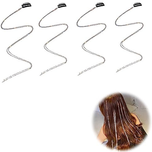 QIUMING 4 Stücke Strass Haarketten Für Frauen Quaste Haarspangen Ketten Silber Kristall Quaste Haarspange Kette glitzer Glitzer Strähnen Haare Für Den Täglichen Gebrauch von Mädchen (Silber)