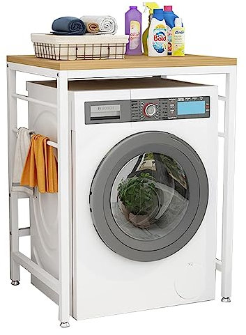 Yesbon Waschmaschine Aufbewahrungsrahmen Trocknerständer, Balkon Drum Lagerregal, Über Der Waschmaschine, Trockner Geschirrspüler Lagerregal, für Badezimmer, Küche, Waschküche,White~2