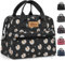 HOMESPON Lunch Bag Insulated Cooler Bag with Large Capacity and Waterproof Material Portable for Men Women Student Office Picnic(Schwarzes Gänseblümchen)