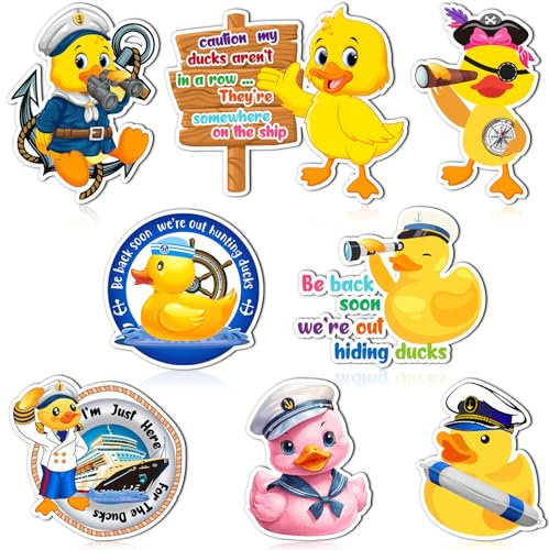 XLSXEXCL 8 Pcs Duck Cruise Door Decorations Magnet Stickers,Fun Themed Duck Car Door Decors Magnetic Cruise Accessories for Birthday Carnival Party Supplies Favors