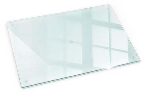 Wallfluent Planche à Découper Transparente Résistant aux rayures Verre Trempé Protège Plan de Travail 80x52 cm