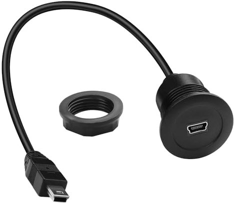 QIANRENON Mini USB incrustado Montaje Carga Cable Adaptador Mini USB Macho a Hembra Montaje Fijo Datos Conector 480Mbps 5V2A Montaje Auto/RV/Barco/Tablero de instrumentos/Escritorio, 30 cm