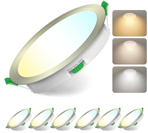 Jaenmsa Led Spots 230V, Einbaustrahler Led, 12W 125-135mm EinbauØ,IP44, Dimmbar,Led Deckenspots Flach Warmweiß 3000K Neutralweiß 4000K Kaltweiß 6500K für Badezimmer, Küche, Wohnzimmer,6er Set