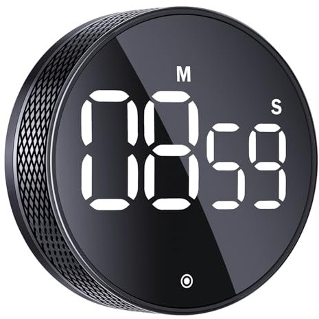 BlueSnail Küche Timer mit LED Digital Display Smart Efficana für Home Classroom Gym Büro, Lautstärke und Helligkeit einstellbare Produktivität Timer (Ganz schwarz)