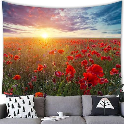 Wandteppich Rote Blumen Mond Wandtuch Gothic Indisches Hippie Boho Stil Als Dekotuch Tagesdecke Indisch Orientalisch Psychedelic Tapestry Wandtuch Mandala Psychedelic Wanddek