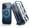 Dexnor for iPhone 16 Pro Magnetic Case With Slide Camera Cover & Adjustable Kickstand & Built-in Screen Protector, Rugged Shockproof Bumper Cases Heavy-duty Cover - Navy Blue