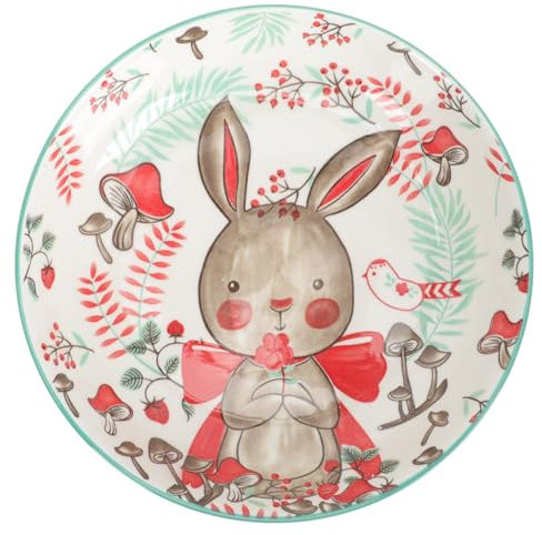 Ciieeo Assiette en Céramique Animaux Cartoons Plat Multifonction pour Fruits Violette Décoratif pour Garçon et Usage 1 Pièce