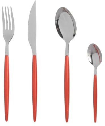 Set 16 posate acciaio inox manico arancione Marea