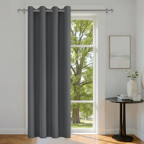 DWCN Verdunklungsvorhänge Blickdichte Dunkelgrau H210xB132cm Thermovorhang | Türvorhang Raumteiler Vorhänge Raumtrenner Gardine mit Ösen Schallschutz Vorhang für Wohnzimmer,Büro,Schlafzimmer,1 Stück