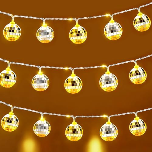 LED Lichterkette, 3 Meter 20 Led Lichterkette Kugeln, Discokugel, 4cm Spiegelkugeln Disco Ball String Lights Mini Disco Balls Party Hochzeit Weihnachten Schlafzimmer Dekoratio