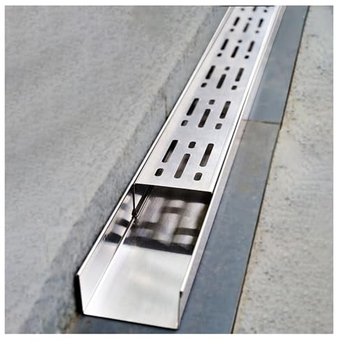 LWJSOCP Trenchdräneringsgaller, 1 m 304 rostfritt stål smal dike dräneringskanalsats - lågprofil dräneringstrenchsystem för uteplats, däck, badrum och betonguppfart (30 stycken, 5 x 3 cm/2 x 1,2 tum)