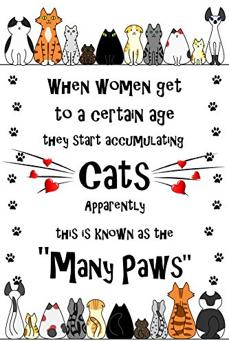 Cat Lovers gift - Large 'Many Paws' Flexible Fridge Magnet. Size 6 x 4