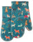 Oven Mitts Set of 2 with Transparent Clear Silicone Shell and Nice Dog Printing Cotton Lining, Heat Resistant to 500 F Kitchen Oven Gloves Pot Holder for Cooking (Blue)