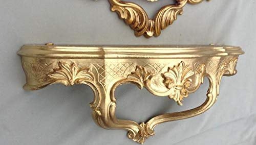 artissimo Console baroque - Console murale dorée - Miroir antique - Étagère murale