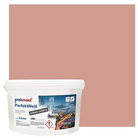 Preismaxx Perfektweiß urban colors, bunte Wandfarbe, braun, helles rotbraun, light red-brown 5L, Innenfarbe, hohe Deckkraft Klasse 2, matt