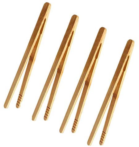 Lot de 4 pinces en bambou réutilisables pour grille-pain