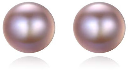 VIKI LYNN Pearl Earrings for Women 7-8mm Purple Freshwater Cultured Pearl Stud Earrings 925 Sterling Silver