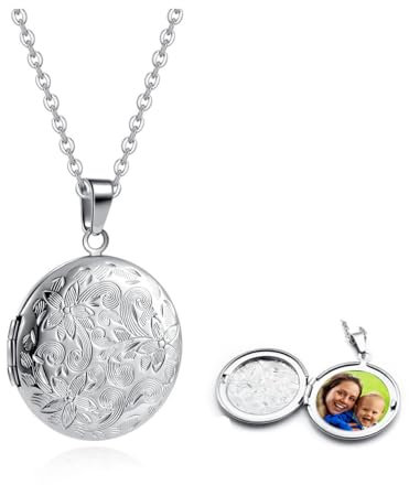 Jovivi Collier avec médaillon en forme de cœur qui peut contenir des photos, des photos, des photos, des souvenirs pour femme, des mères, des filles, des grands-mères et des membres de la famille