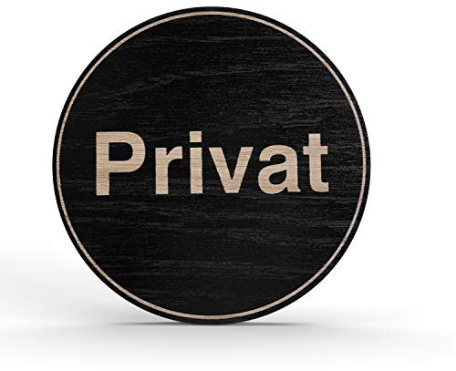 Holz-Türschild Piktogramm Privat - Hinweisschild aus Eichenfurnier - rund Ø 10cm, schwarz - Für Ihre Tür & Wand - Inkl. Klebepad - Betriebsausstattung24®