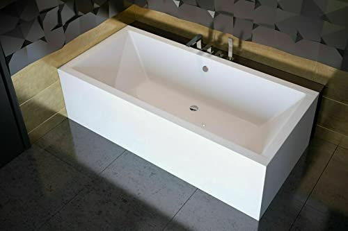 Eckbadewanne Acryl Badewanne 155/160/170/175/180/190 cm weiß QUADRO mit Schürze (180 x 80 cm)