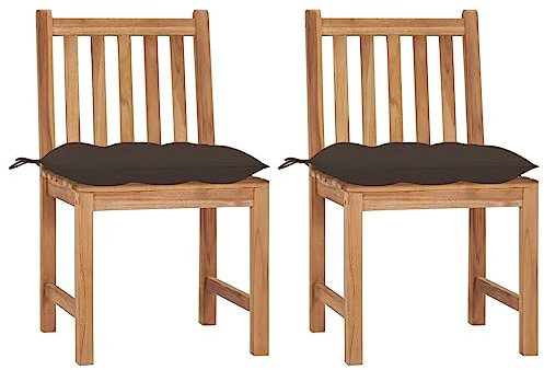 vidaXL 2X Teak Massiv Gartenstuhl mit Kissen Gartenmöbel Holzstuhl Balkonstuhl Essstuhl Stühle Gartenstühle Terrassenstuhl Stuhl Outdoor