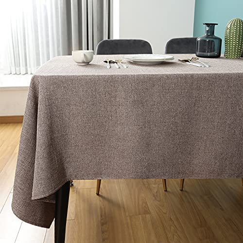 Tischdecke Leinen Tischwäsche Hellbraun 120 x 160 cm Eckig Abwaschbar | Tischdecke Wasserdicht Tischtuch outdoor Gartentischdecke Küche Restaurant Partys Festen Weihnachten Neujahr