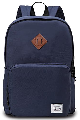 VASCHY School Backpack, Lightweight School Bag Casual Daypack for Men, Women, Boys and Girls Water Resistant Rucksack for Work, Travel, Sports with Two Bottle Pockets (Burgundy)
