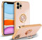 Newseego Case Compatible with iPhone 11 Pro Max Electroplated Soft TPU Protective Phone Cover with 360 Degree Rotation Magnetic Car Finger Ring Holder Case for iPhone 11 Pro Max-Pink