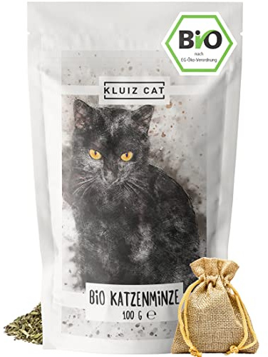 KLUIZ CAT - XXXL 100 Gramm Bio Katzenminze getrocknet mit nachfüllbarem Säckchen I Catnip Katzenminze aus Frankreich