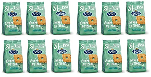 12x Riso Scotti Si con Riso Senza Lattosio Biscotto Rustico Rustikaler Kekse mit Reis Laktosefrei 350g