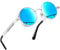 Joopin Polarizzate Occhiali da Sole Uomo Donna Rotondi Metallo Retro Vintage Steampunk Specchio Occhiali Unisex (Blu)