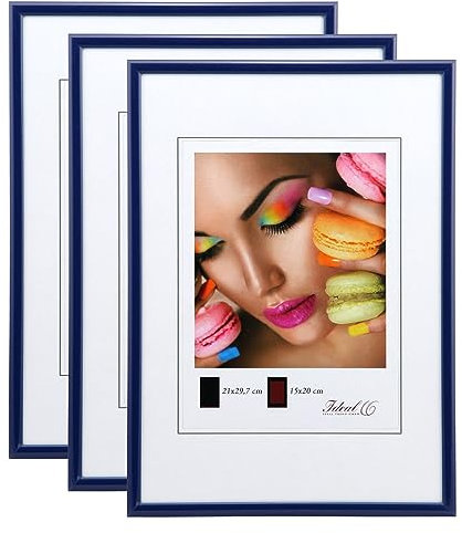 IDEAL TREND New Lifestyle Set Bilderrahmen Wanddeko Collage Poster Rahmen 2er 3er 5er Pack: Farbe: 3er Pack Blau | Format: 50x70
