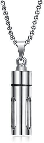 QIAMNI 316 Stainless Steel Openable Perfume Bottle Pendant Necklace, ins Fashion and Creativity, Suitable for Men and Women (silver)