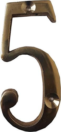 KVR Brass House Doors numerals for mailboxes Offices hotels room numbers polished golden nickle finish in various sizes (3 inch -5, Brass Golden)