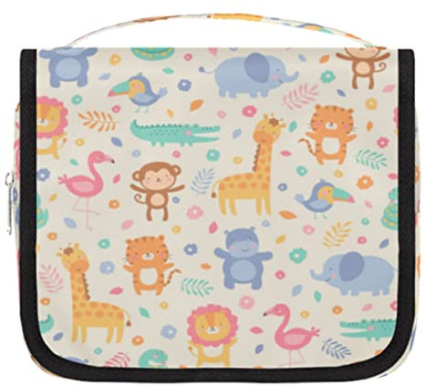 Kulturbeutel mit Giraffenmotiv, L?we, Affe, Flamingo, zum Aufh?ngen, niedlich, f¨¹r Reisen, Make-up, Kosmetiktasche, Organizer, Tasche mit Haken f¨¹r Damen, Herren, M?dchen
