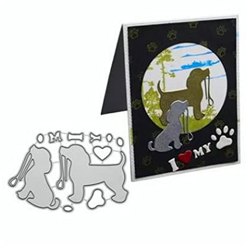 Qoiseys Zwei Hunde Stanzschablone Die Stanzen Basteln Prägeschablone, Stanzungen für DIY Scrapbooking Fotoalbum Dekoratives Papier Basteln Prägeschablone