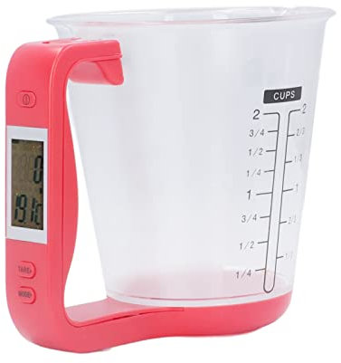 Bilance misurino, bilancia da cucina digitale, misurino domestico in ABS da cucina portatile 1 kg bilancia elettronica misurino con display LCD per caffè latte condimenti(Rosso)