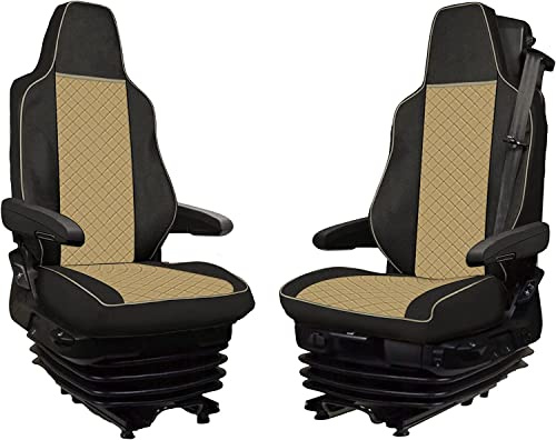 Sitzbezüge LKW Für TGX LKW Truck Camion Satz 1+1 Sitzauflagen Schonbezüge Passform TGX ab 2021 BEIGE