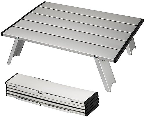 TINGJS Campingtisch Klappbar Aluminium Mini Tragbarer Klapptisch Klein für Trekking Outdoor Reisen Picknick 39x28 cm