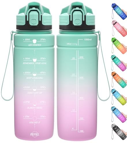 Coolfel Sport Trinkflasche 2l, 1,5l, 1l, 700ml, 500ml Trinkflasche Kinder Auslaufsicher, Motivierende Wasserflasche mit Zeitmarkierung Bpa Frei Tritan Trinkflasche für Mädchen, Junge, Schule, Gym