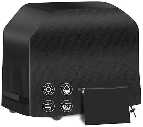 Funda para Barbacoa Impermeable, Cubierta BBQ de Parrilla 420D Oxford Protector, Funda Barbacoa Exterior, Cubierta de Parrilla, Anti-Viento/UV/Resistente al Desgarro BBQ Cover, 147x61x117cm Negro