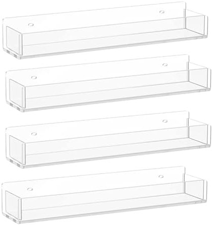 Hausdec Spice Rack Organizer,Clear Acrylic Spice Shelf Storage Holder for Wall Kitchen Pantry Cabinet Door 4 Pack