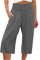 Susenstone Pantalon Court Femme Été Pantacourt Fluide Jambe en Coton et Lin Pantalon de Jogging léger pour Femme Pantalon de Longueur 3/4 à séchage Rapide Pantalon Gris XL