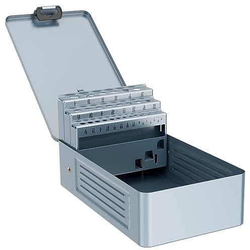 MACXCOIP 29PCS Drill Bit Index Box | Empty Metal Case (Excluding Drill Bits), 1/16-1/2