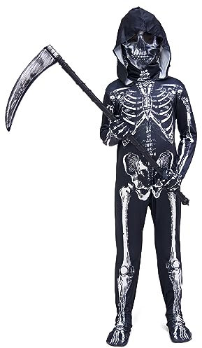 ZUCOS Costume d'Halloween 3D, unisexe, pour enfant, avec masque et faucille (noir, 4-6 ans)
