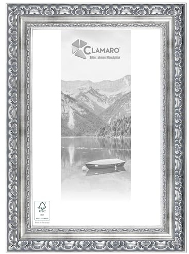 CLAMARO Bilderrahmen Otto Antik Barock, Massivholz, 10x15 cm, Acrylglas | Profilleiste 80 mm breit, Fichte Vollholz, HDF-Rückwand, Metall-Aufhänger, handgefertigt, Made in Germany, stabil