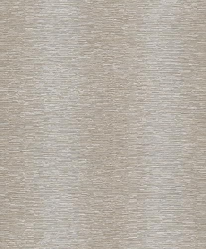 Grandeco Vliestapete Streifen Textil Optik Beige Creme Silber Metallic A61902
